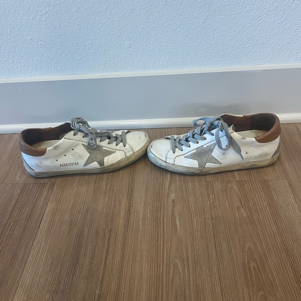 Golden Goose White and Brown Sneakers